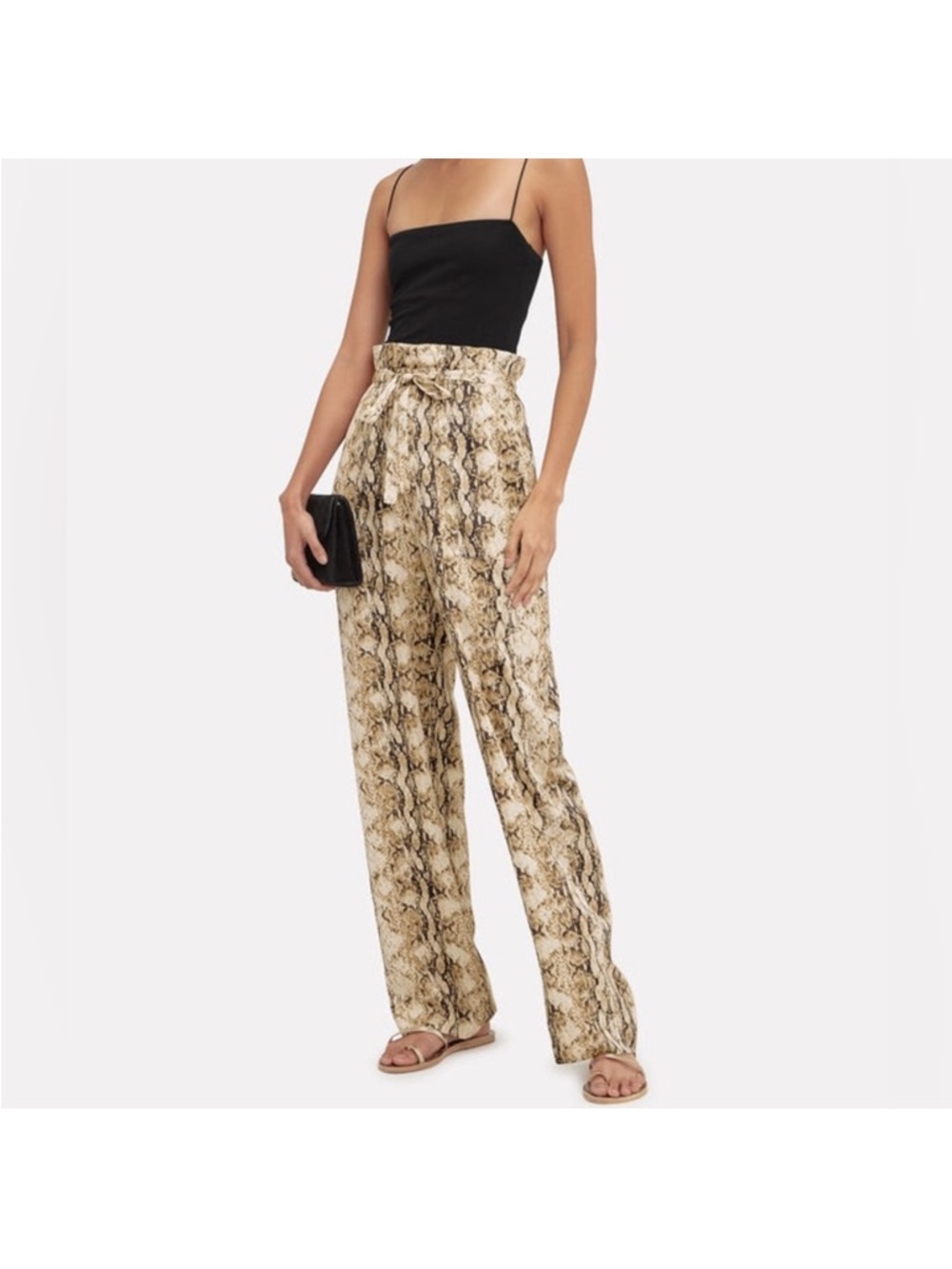 Ronny Kobo Rinnah High-Rise Snake Print Paperbag Waist Pants Size Small NWT